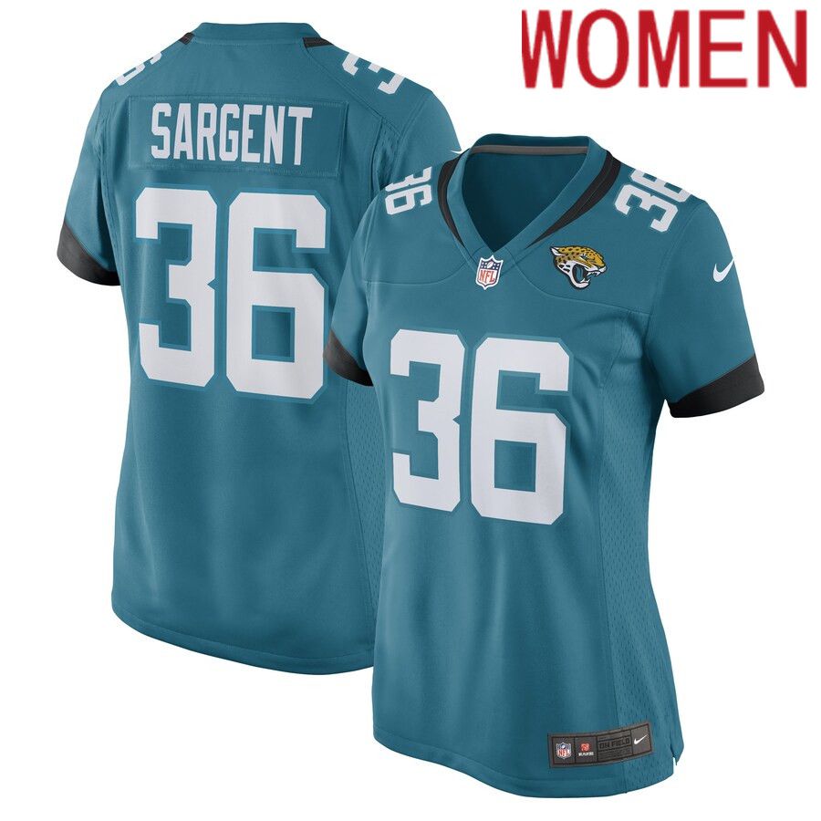 Women Jacksonville Jaguars #36 Mekhi Sargent Nike Teal Game Player NFL Jersey->women nfl jersey->Women Jersey